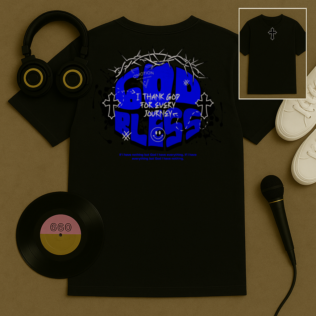 Embroidered Omotion In God I Trust T Shirt