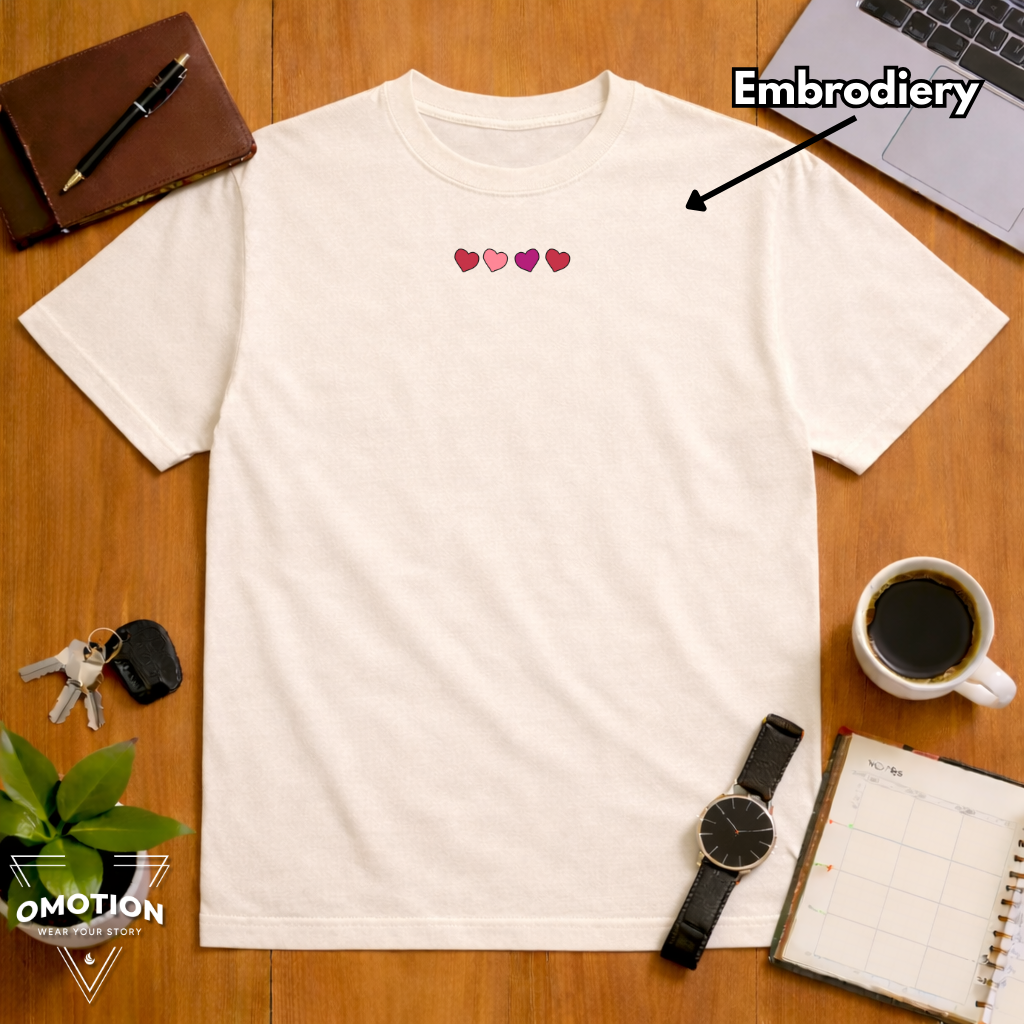 Heart Embroidery Design T Shirt