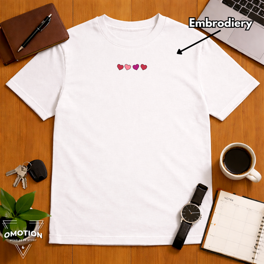 Heart Embroidery Design T Shirt