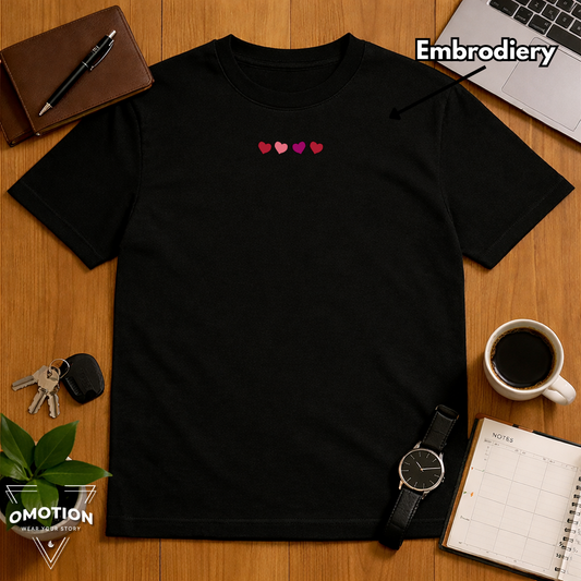 Heart Embroidery Design T Shirt