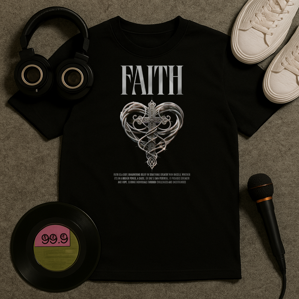 Faith Chrome Heart T Shirt